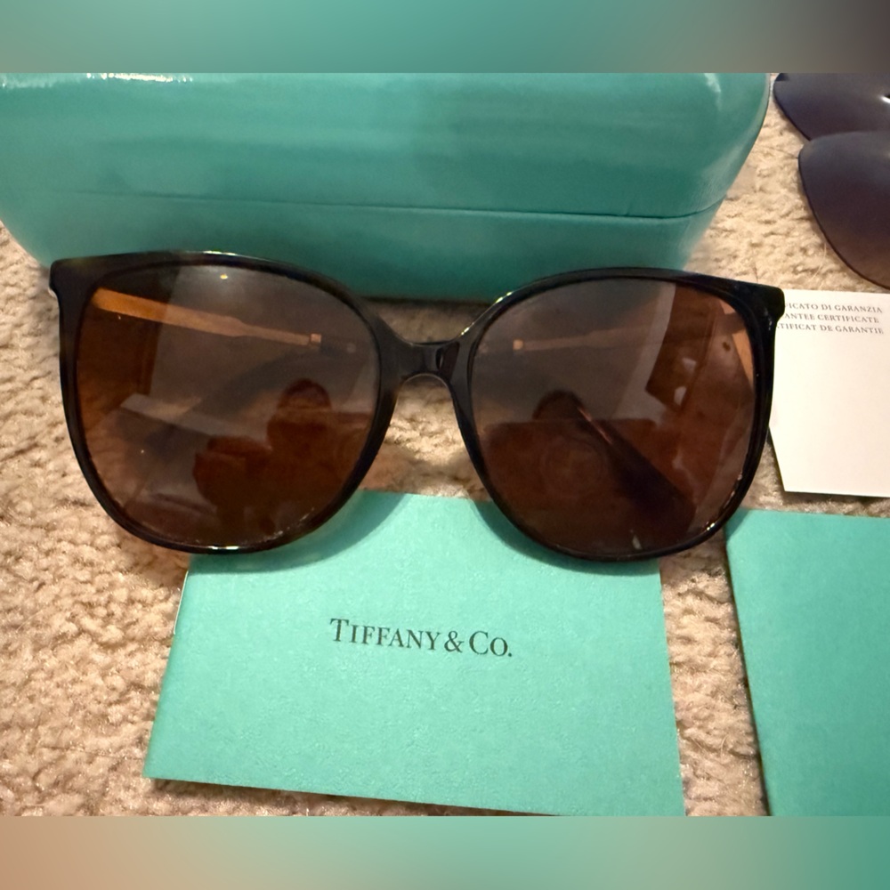 Tiffany TF 4184 Havana Azure/Brown Shaded (8134/3B) Sunglasses (w/ New Lenses)